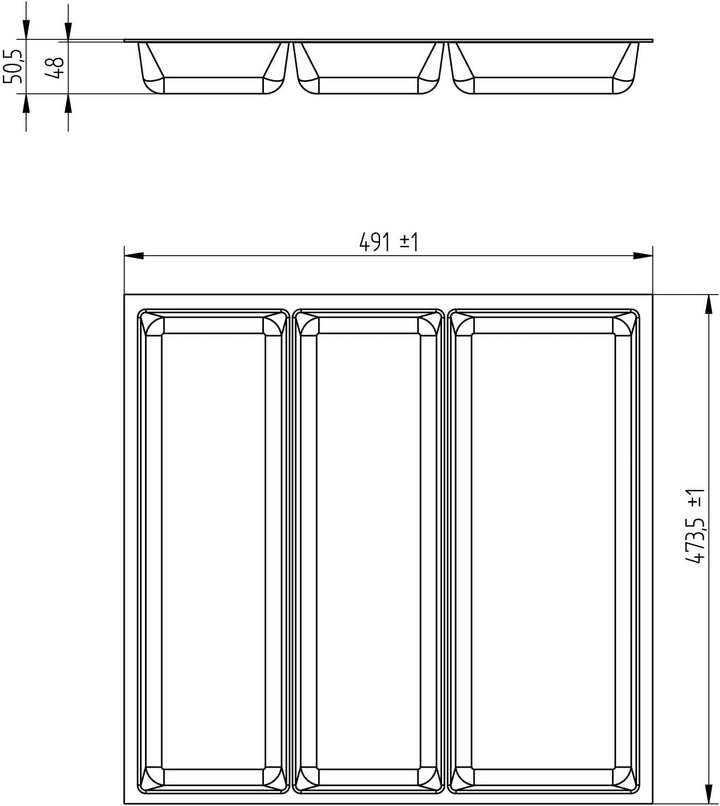 ORGA-BOX 3 Multifunktionseinsatz Tiefe: 473 x Breite: 491 mm anthrazit mit Canvas Struktur für 60er