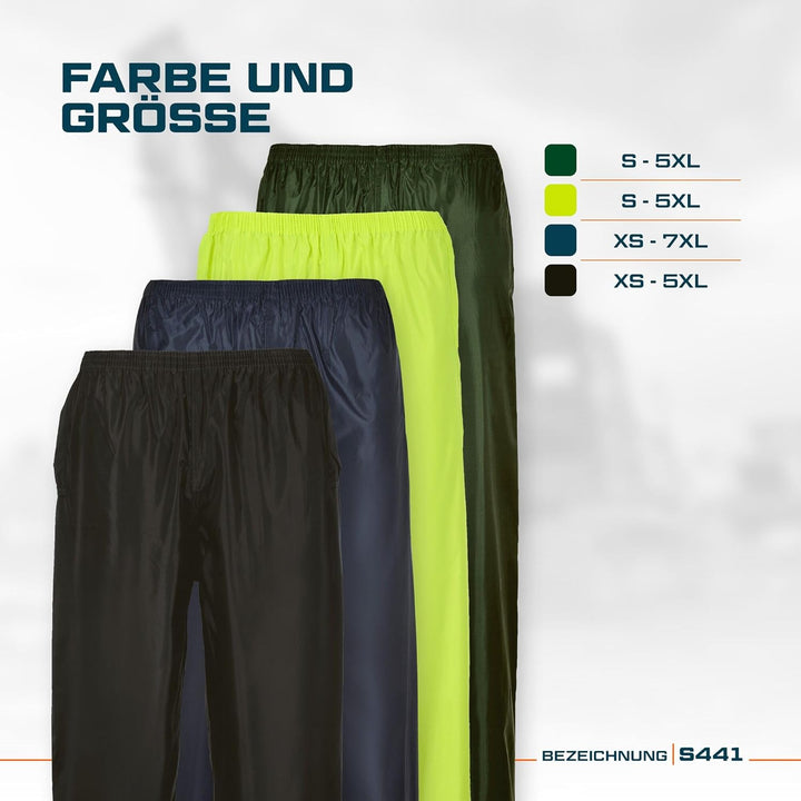 Portwest Klassische Regenhose für Erwachsene, Grösse: M, Farbe: Schwarz, S441BKRM
