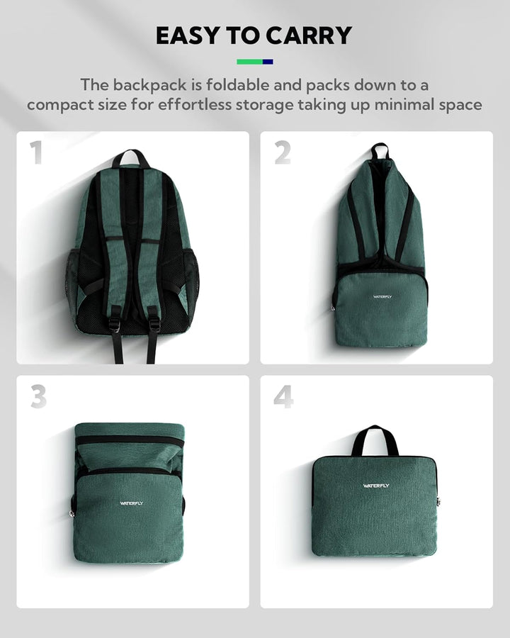 WATERFLY Rucksack Faltbar Tagesrucksack 20L: Wanderrucksack Faltrucksack Leicht Klapprucksack Daypac