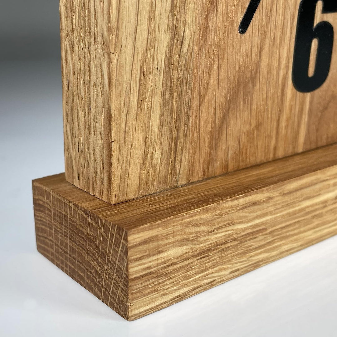 FLEXISTYLE Modern standuhr klein aus Holz Eiche Wohnzimmer Badezimmer (Style 1), Shwarz/Oak, Schwarz