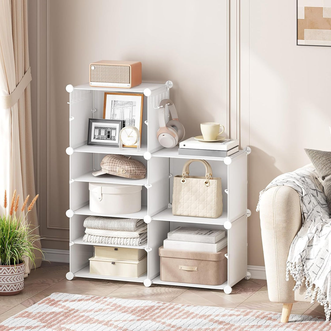HOOBRO Schuhregal mit 10 Ebenen, Schmal Schuhschrank, Schuh-Organizer, mit Türen, Kunststoff, DIY St