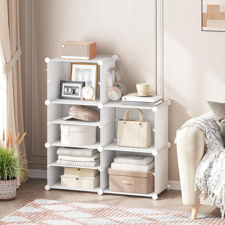 HOOBRO Schuhregal mit 10 Ebenen, Schmal Schuhschrank, Schuh-Organizer, mit Türen, Kunststoff, DIY St