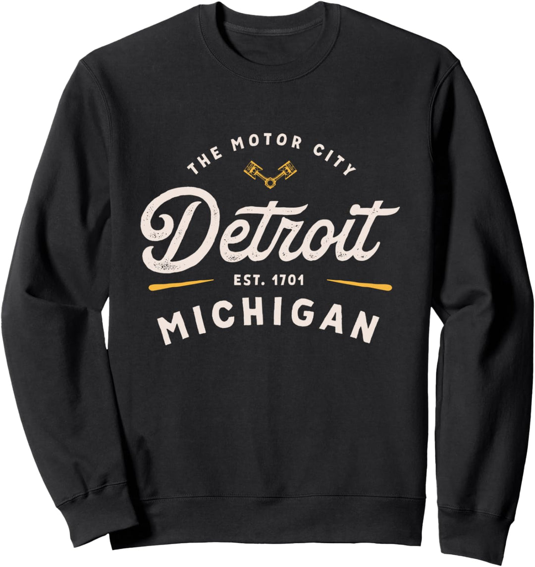 Rustic Motor City Classic Detroit Michigan 1701 USA Gift Sweatshirt