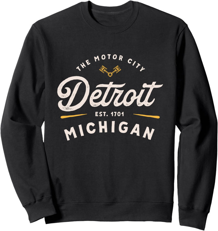 Rustic Motor City Classic Detroit Michigan 1701 USA Gift Sweatshirt