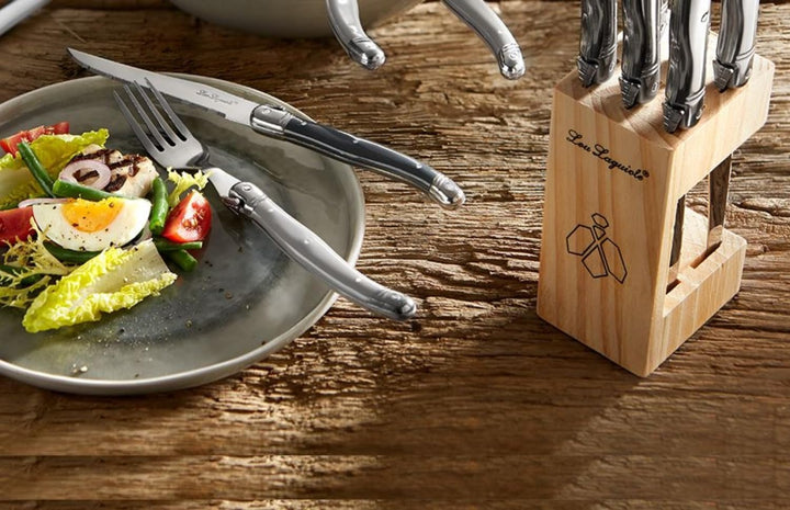 Lou Laguiole Steakmesser Set 6-teilig | 2511 Steakmesser mit Tradition und Stil | Griffe in Anthrazi
