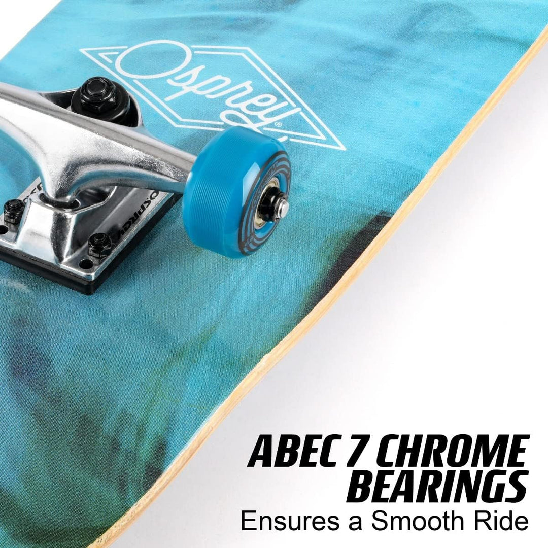 Osprey Komplettes Skateboard, 78,7 x 20,3 cm, Doppel-Kick-Skateboard für Kinder und Erwachsene, konk