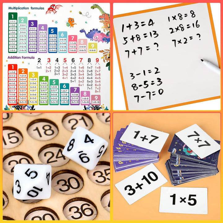 OneNine Hölzerne Montessori Multiplikation & Addition 2 in 1 Mathe Board Game, 1x1 Rechnen Lernen Sp