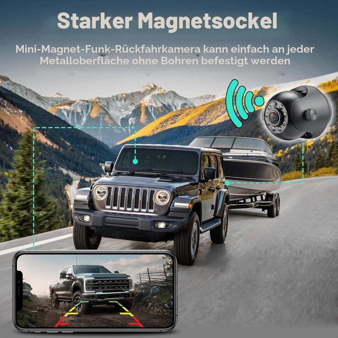 WiFi Magnetic Hitch drahtlose Nachtsicht Rückfahrkamera, wiederaufladbare Batterie, geeignet für iPh