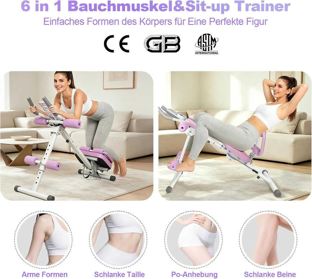 Bauchtrainer für Zuhause Klappbar Bauchmuskeltrainer, Multifunktionale Trainingsgerät für Ganzkörper