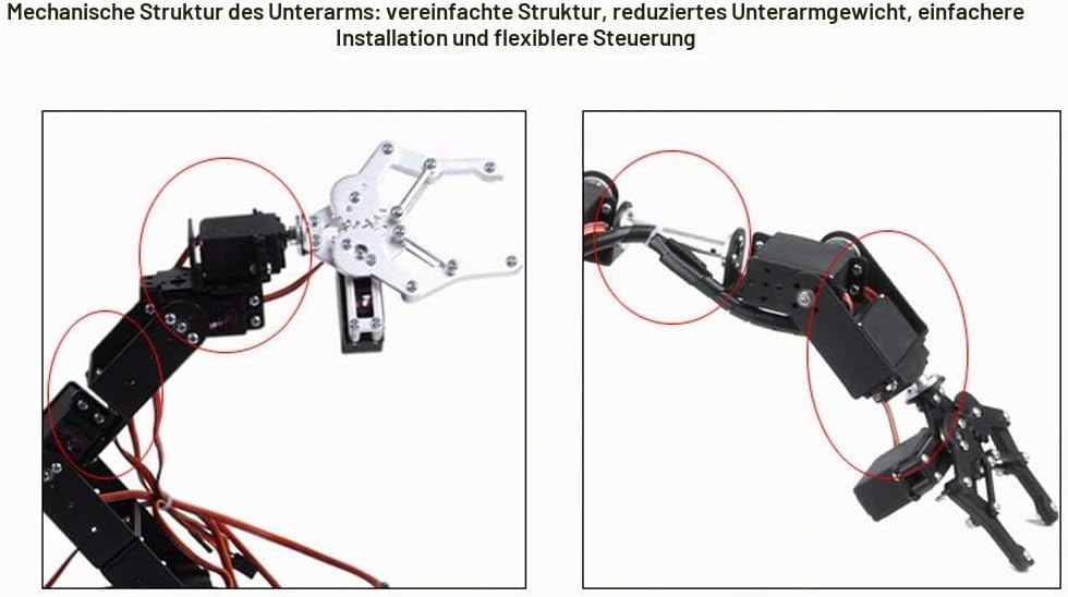 6DOF Roboter Mechanischer Arm, Aluminium Roboterarm Mechanische Roboter Klemmklauen Kits, DOF Manipu