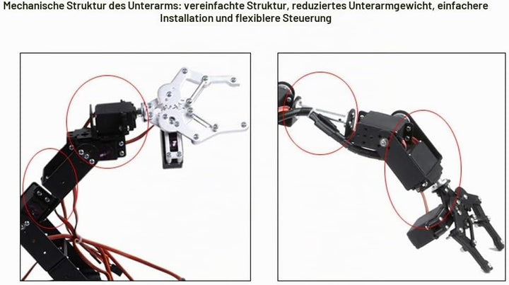 6DOF Roboter Mechanischer Arm, Aluminium Roboterarm Mechanische Roboter Klemmklauen Kits, DOF Manipu