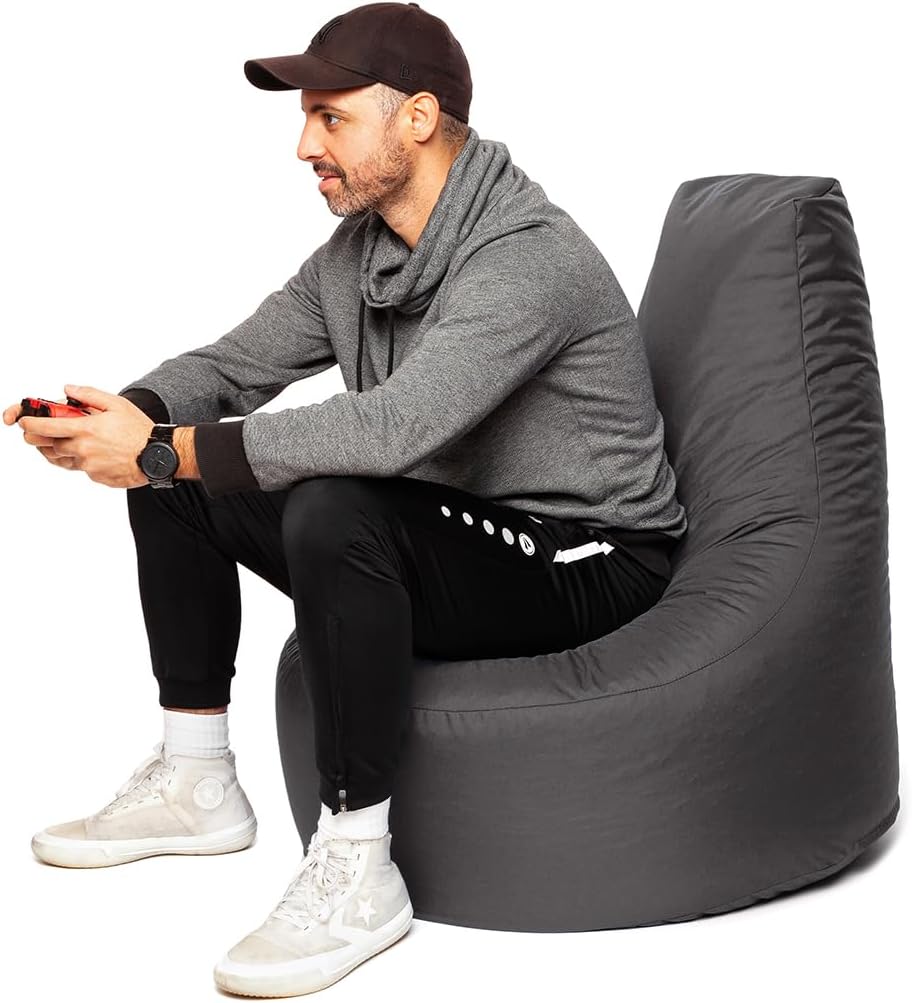 PATCH HOME Gamer Sessel Sitzsack inkl. Würfel Bean Bag Set Ø75cm, 30cm Sitzhöhe, 80cm Höhe + 35x35cm