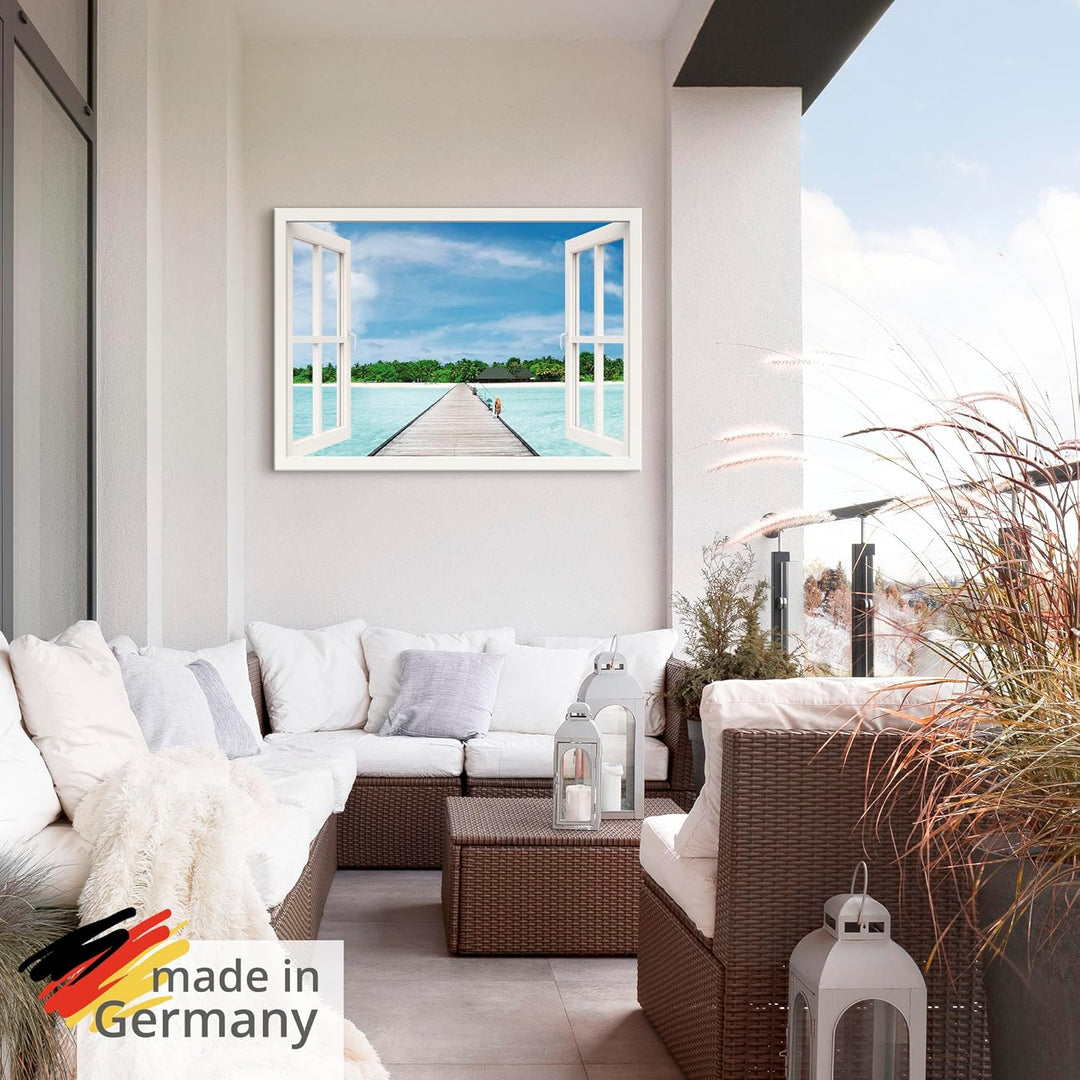 ARTland Wandbild Alu Verbundplatte für Innen & Outdoor Bild 70x50 cm Landschaften Fensterblick T6AH