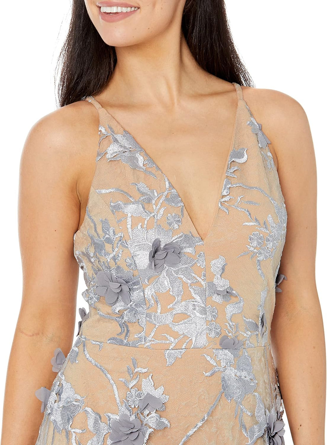 Dress the Population Damen Kleid S Mineral Blue/Nude, S Mineral Blue/Nude