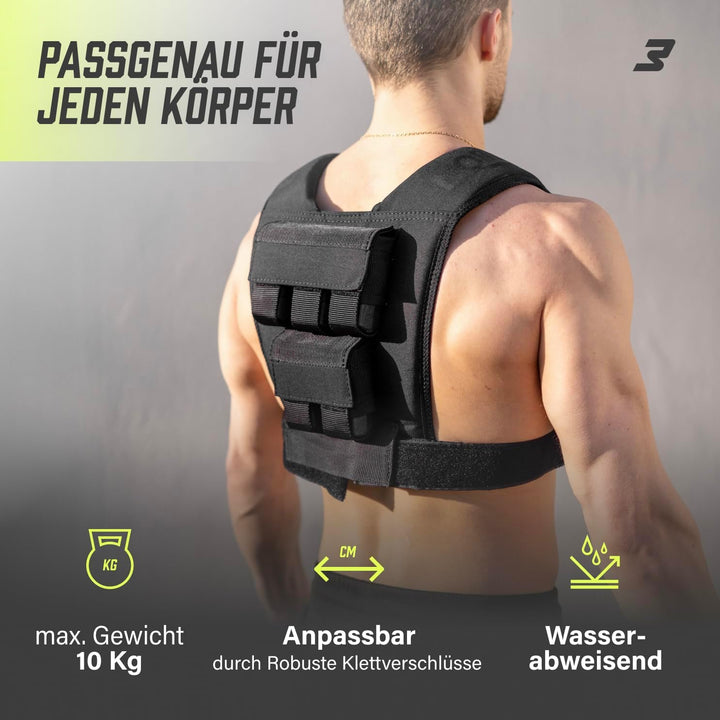 Müller & Blum Premium Gewichtsweste 20 kg oder 10 kg, Verstellbare Trainingsweste mit herausnehmbare