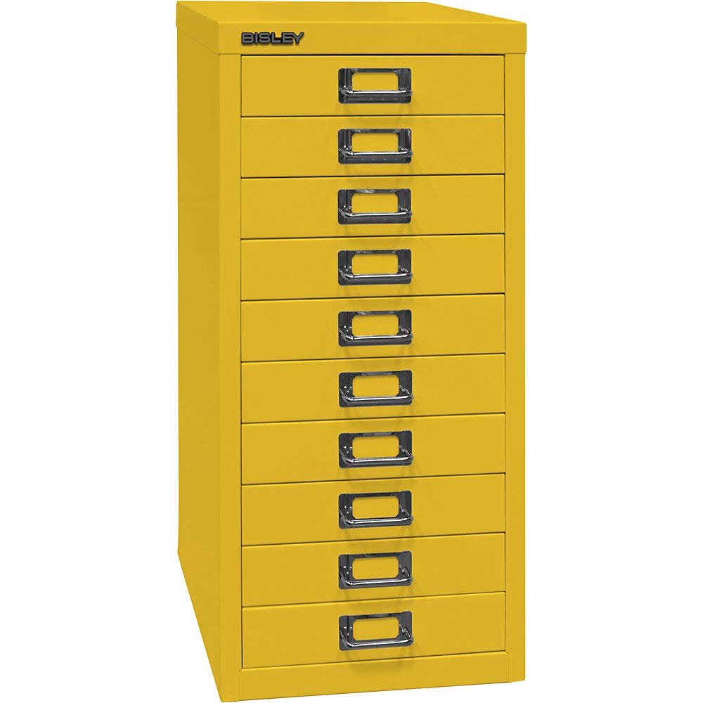 BISLEY MultiDrawer, 29er Serie, DIN A4, 10 Schubladen, Metall, 641 Zinkgelb, 38 x 27.9 x 59 cm