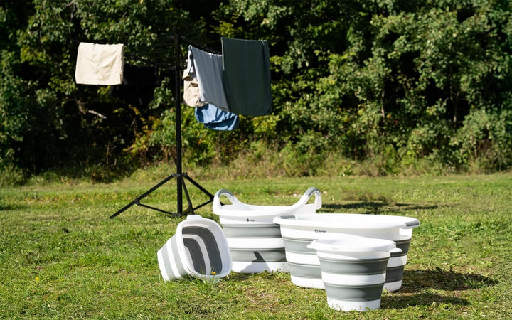 BERGER FlexFold Faltbarer Wäschekorb | Wäschewanne &amp; Klappkorb stabil | Klappbarer Korb für Camping,