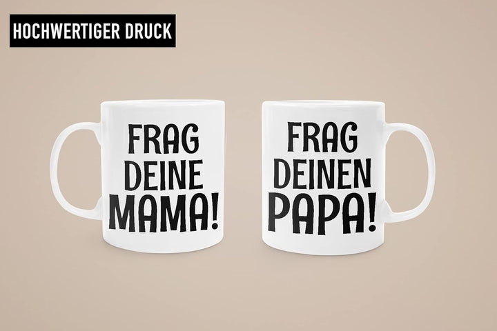 Trendation - Mama und Papa Partnertassen Geschenk Set Mutter Vater Geschenkidee Tassen Geschenkbox v