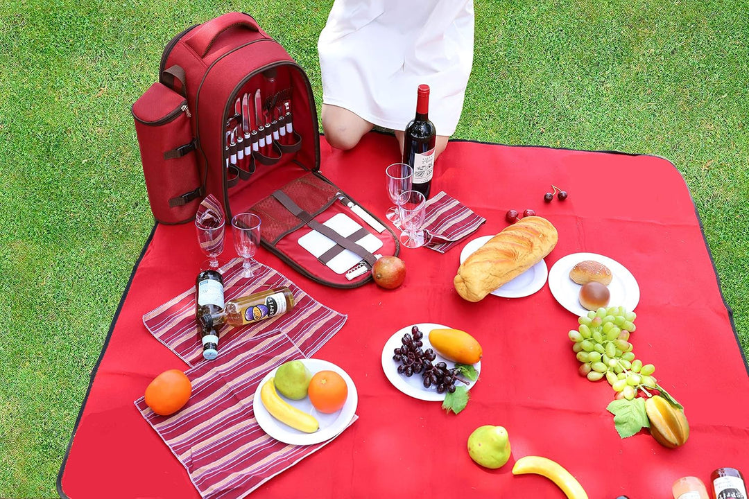 apollo walker 4 Person Picknick Rucksack Hamper Kühltasche mit Geschirr Set & Decke Rot-4