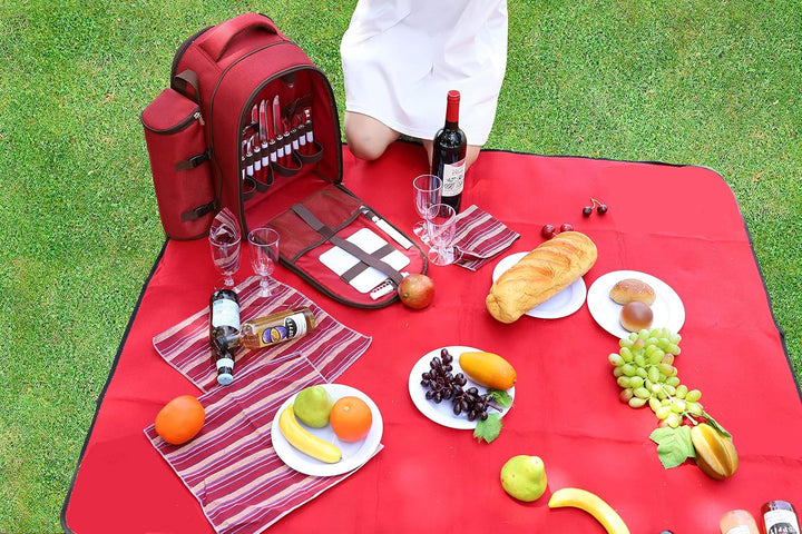 apollo walker 4 Person Picknick Rucksack Hamper Kühltasche mit Geschirr Set & Decke Rot-4