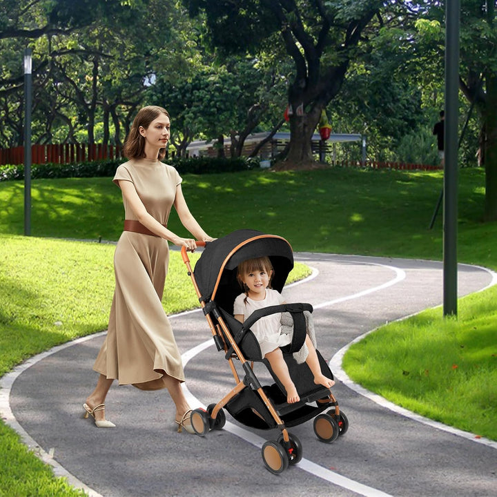 Ultrakompakter Kinderwagen von 0 bis 6 Jahren, Reisekinderwagen mit 5-Punkt-Sicherheitsgurt, Aufbewa