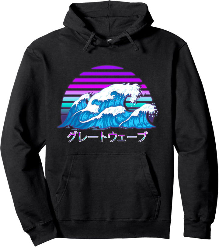 Vintage Asia Great Wave off Kanagawa Japan Pullover Hoodie