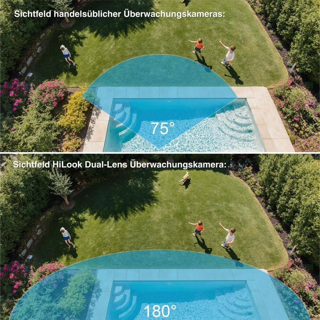 HiLook by HIKVISION Überwachungskamera aussen 8MP Smart Hybrid Light, 180° Weitwinkel, LAN/PoE kabel