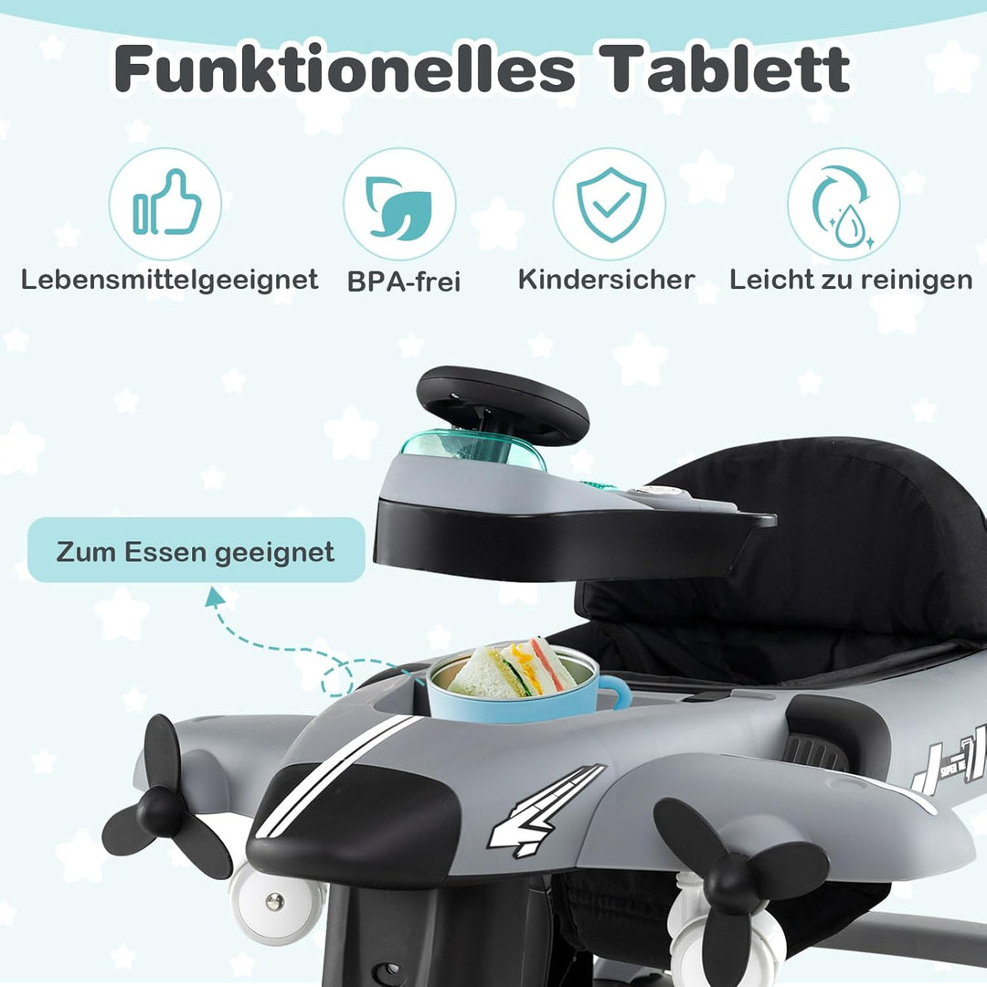 GOPLUS 6 in 1 Lauflernhilfe, Lauflernwagen mit einstellbarer Geschwindigkeit & 3 Höhen, Esstablett,