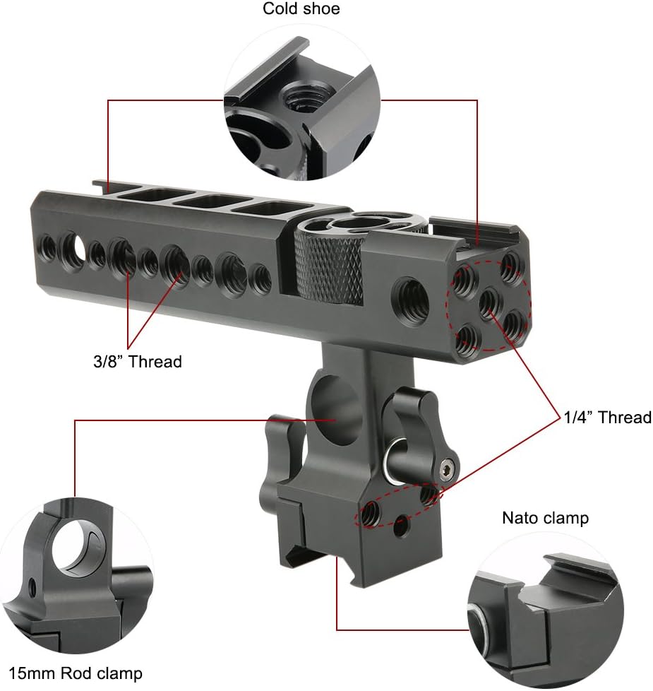 NICEYRIG NATO Rail Top Clamp Sony Griff Handle Rig Quick Release mit 15 mm Rod Clamp und kalten Schu