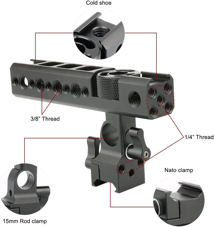 NICEYRIG NATO Rail Top Clamp Sony Griff Handle Rig Quick Release mit 15 mm Rod Clamp und kalten Schu
