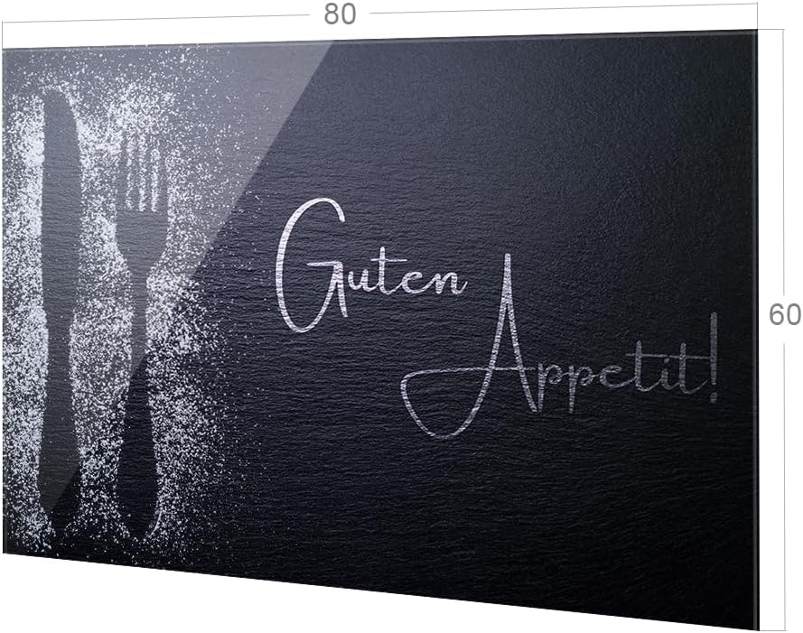 GRAZDesign Spritzschutz Küchenrückwand Glas Küche für Herd & Küchenspüle, Grau Guten Appetit Glaspla