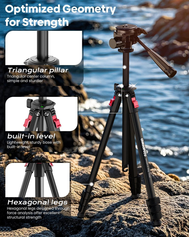 173cm Leichtes Kamerastativ, kompaktes tragbares Aluminium-Reisestativ für DSLR/SLR, kompatibel mit