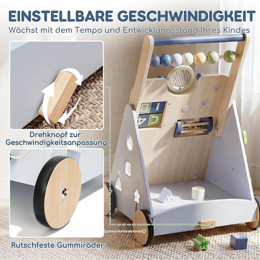 Lehoo Castle Lauflernwagen Holz mit Bremse, Dinosaurier Laufwagen ab 1 Jahr | Einstellbare Bremse, 9