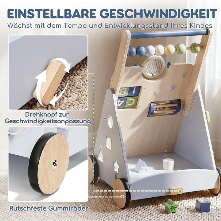Lehoo Castle Lauflernwagen Holz mit Bremse, Dinosaurier Laufwagen ab 1 Jahr | Einstellbare Bremse, 9