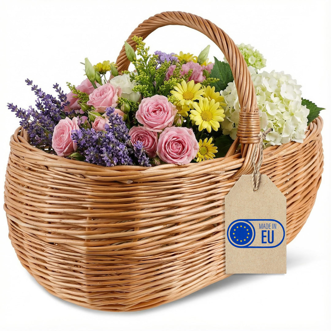 Creative Home Grosser Picknickkorb Weidenkorb mit Henkel Einkaufskorb | 47 x 31 x 36 cm | Naturbraun