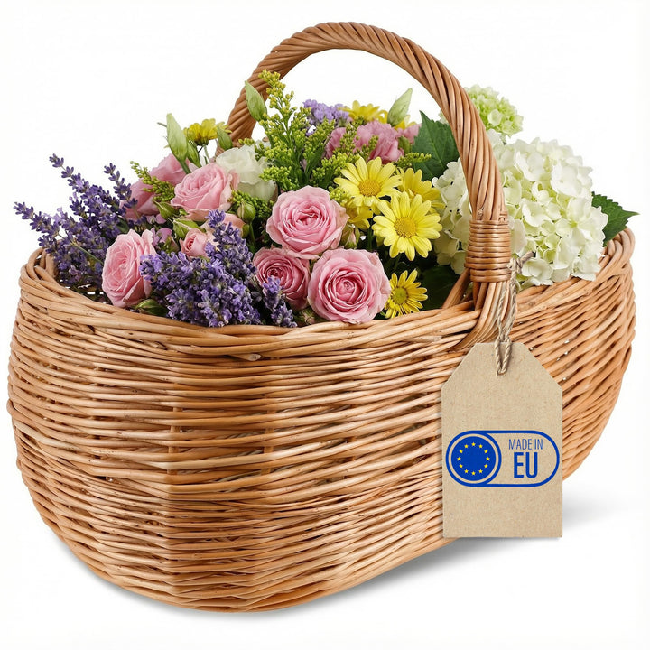 Creative Home Grosser Picknickkorb Weidenkorb mit Henkel Einkaufskorb | 47 x 31 x 36 cm | Naturbraun