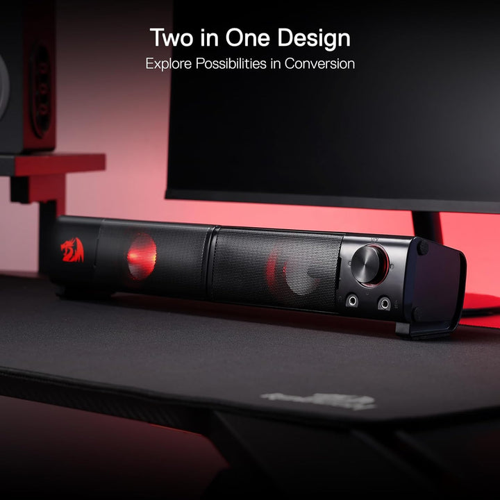 Redragon PC Gaming-Lautsprecher, 2.0-Kanal-Stereo-Desktop-Computerlautsprecher Mit Roter Hintergrund