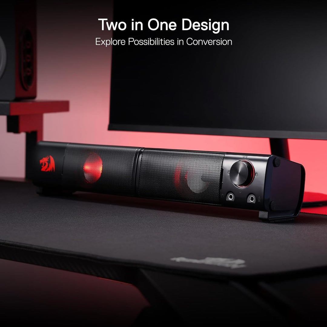 Redragon PC Gaming-Lautsprecher, 2.0-Kanal-Stereo-Desktop-Computerlautsprecher Mit Roter Hintergrund