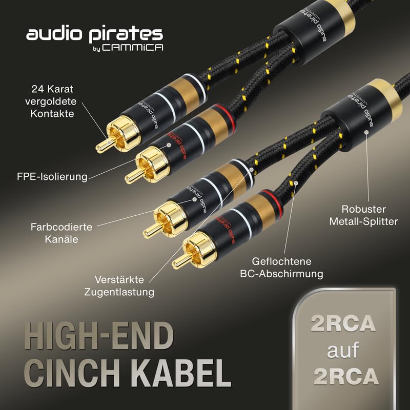 audio pirates by cammica Cinch Kabel 2x RCA Stecker auf 2x RCA Stecker, Audio-Kabel | High-End Audio