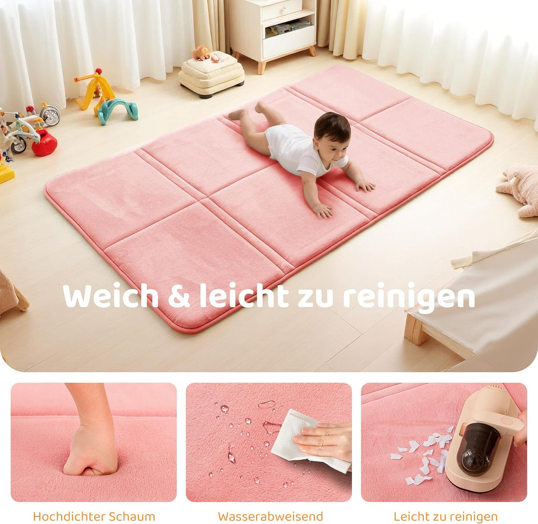 BYBYME 3cm Dicke Faltbare Krabbelmatte Baby, 80x150cm Spielmatte mit Rutschfester Unterseite, Weiche