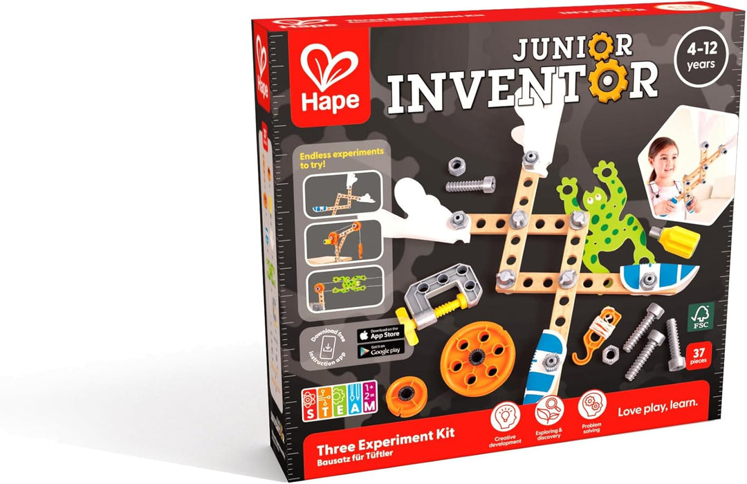 Hape Junior Inventor Bausatz für Tüftler - Experimentierset, Mint-Spielzeug, Lernspielzeug für Kinde