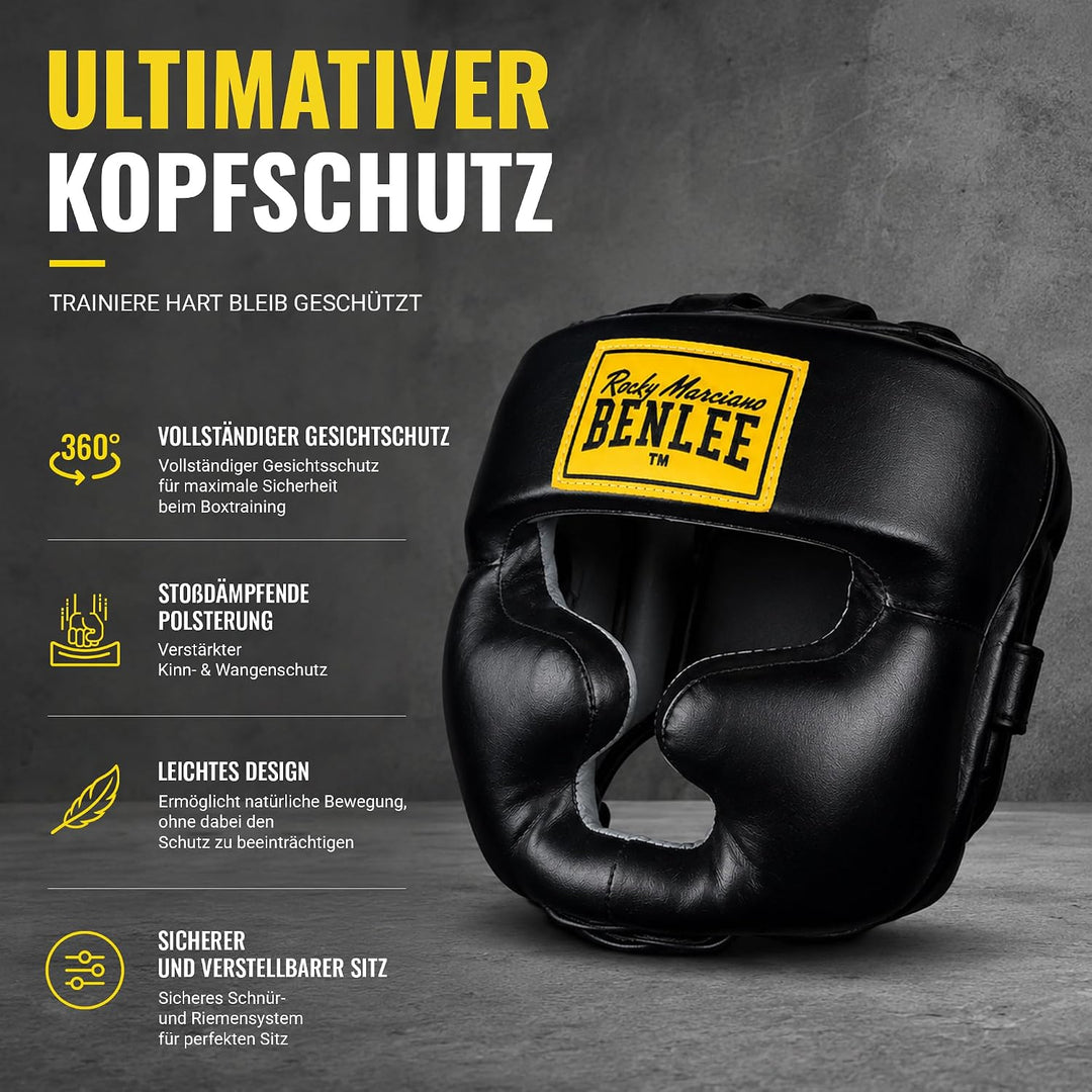 BENLEE Kopfschutz aus Kunstleder Full Protection Schwarz S/M Single, Schwarz S/M Single
