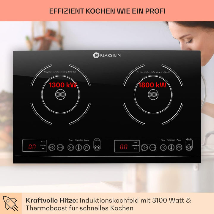 Klarstein VariCook Induktionskochfeld, Kochplatten Elektrisch, Moderne Kochplatte, für Camping, 2 Pl