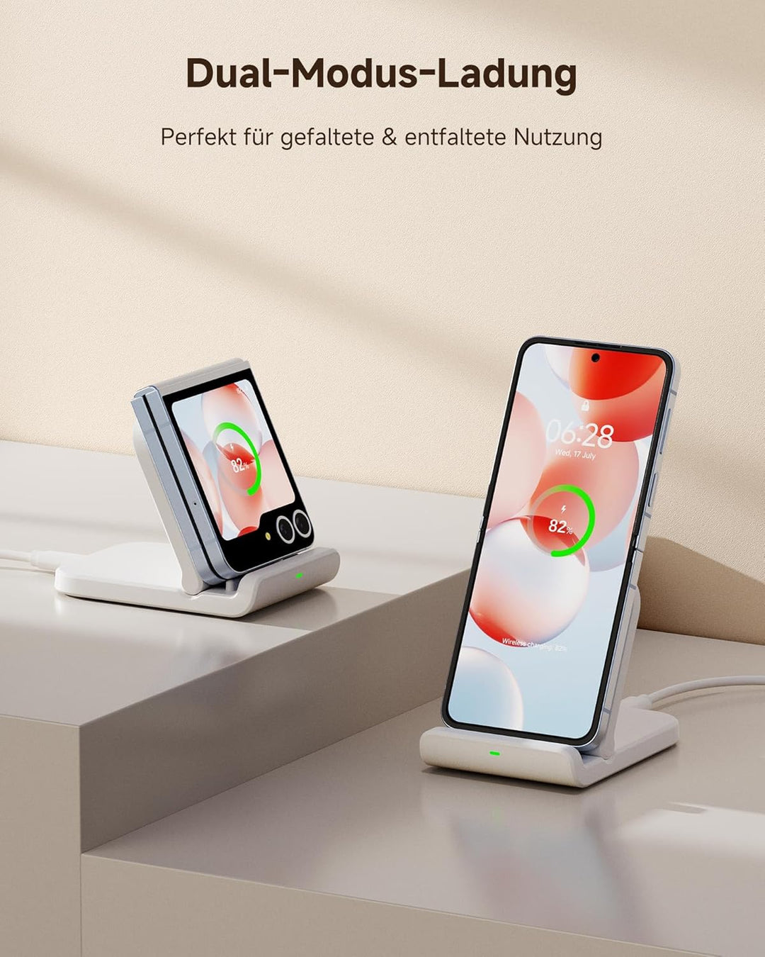 SwanScout Faltbare Induktive Ladestation für Samsung Galaxy Z Flip 7/7 FE 6/5/4/3 & Moto Razr 60/50/