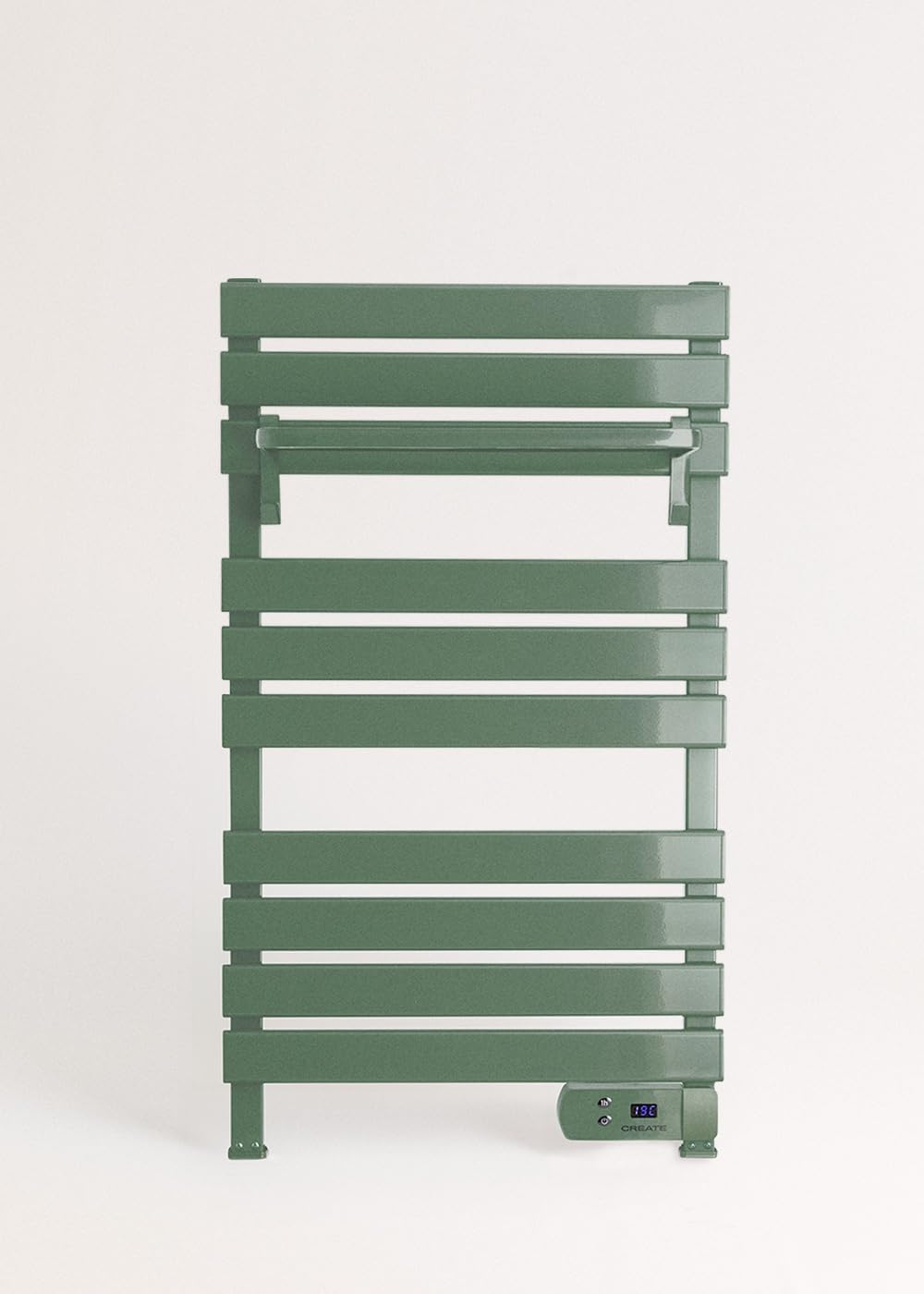 CREATE / WARM Towel 500W / Elektrischer Badheizkörper Salbeigrün mit Regal / 96,9x55x5cm / Für Boden