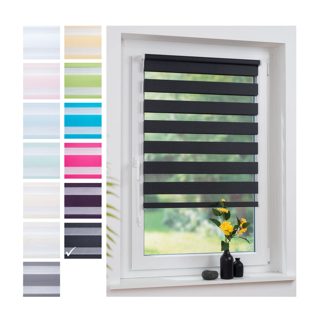 Liedeco® Duo Rollo Klemmfix - 80 x 200 cm anthrazit/transparent lichtdurchlässig Blickdicht und stuf