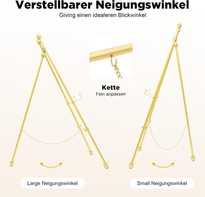 2 Stücke Staffelei Ständer Staffelei Display Ständer für Hochzeitsschild & Poster, Goldene Display-H
