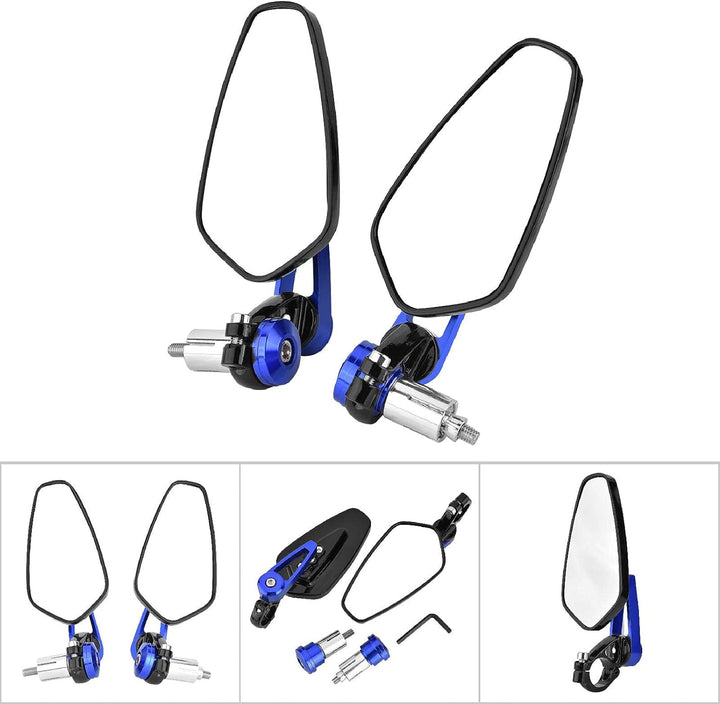 Motorrad Rückspiegel, Universal Motorrad Aluminiumlegierung 7/in 22mm Lenkerendseite Rückspiegel(Bla