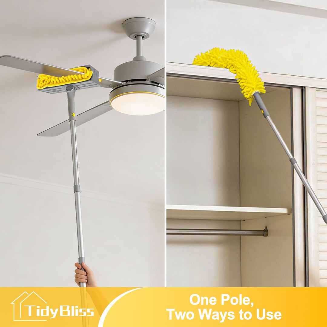 TidyBliss Staubwedel Lang Ausziehbar 196 cm, Teleskopstange Deckenventilator Flügel Reiniger, Wieder