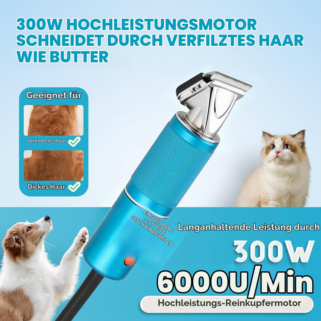 CGOLDENWALL Leise Hundeschermaschine Profi 300W, 2000-6000RPM Stufenlose Geschwindigkeitsregelung, 3